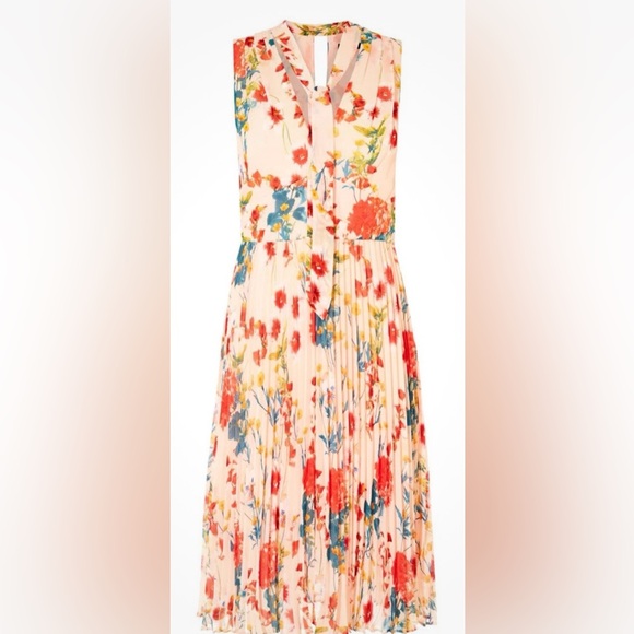 Karen Millen Dresses & Skirts - Karen Millen Pink Floral Pleated Dress Size US 8  UK 12
